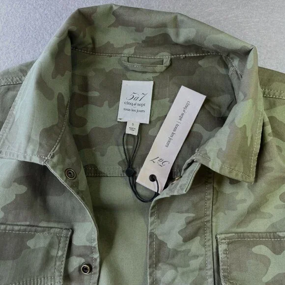 Cinq à Sept Ladies Camouflage Jacket. Size S Button Close Cinch Waist Pockets - Picture 6 of 10